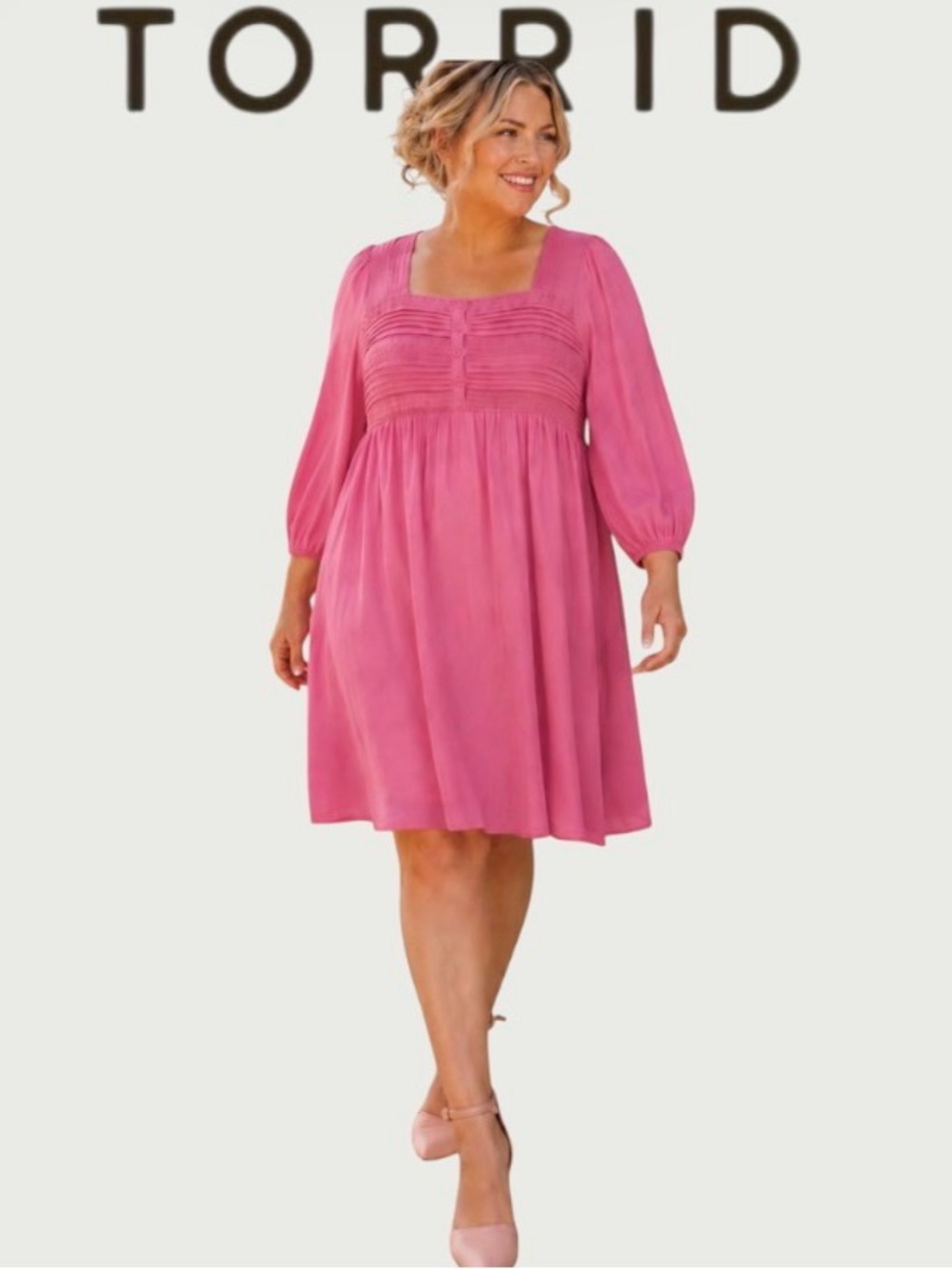 4X TORRID Mini Rayon Slub Pintuck Skater Dress with Button Front Bodice, NWT